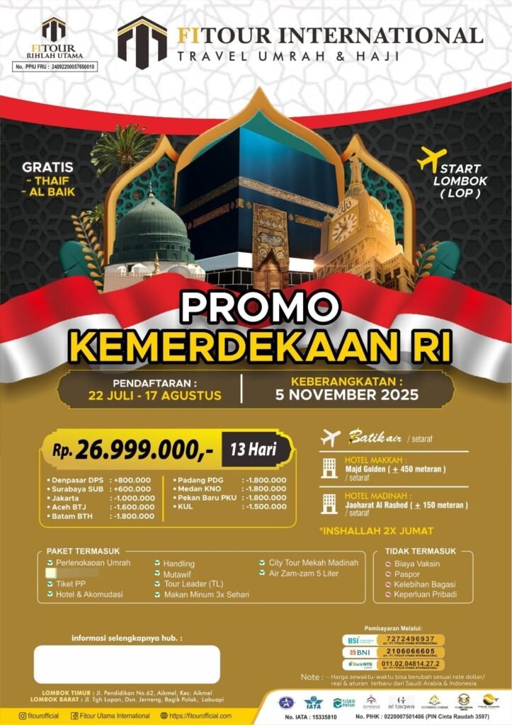promo kemerdekaan umroh bersama fitour international start dari lombok
