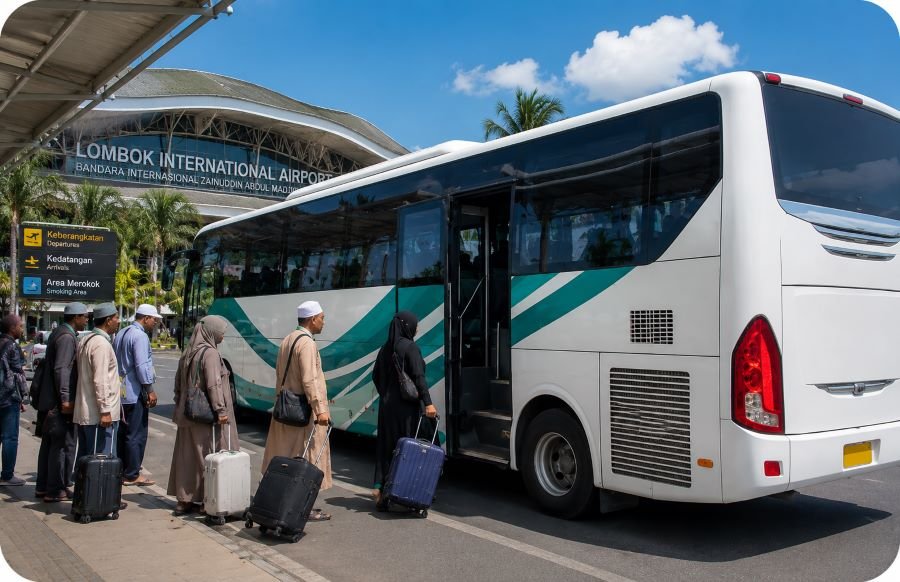 shuttle bus umrah Bandara Lombok
