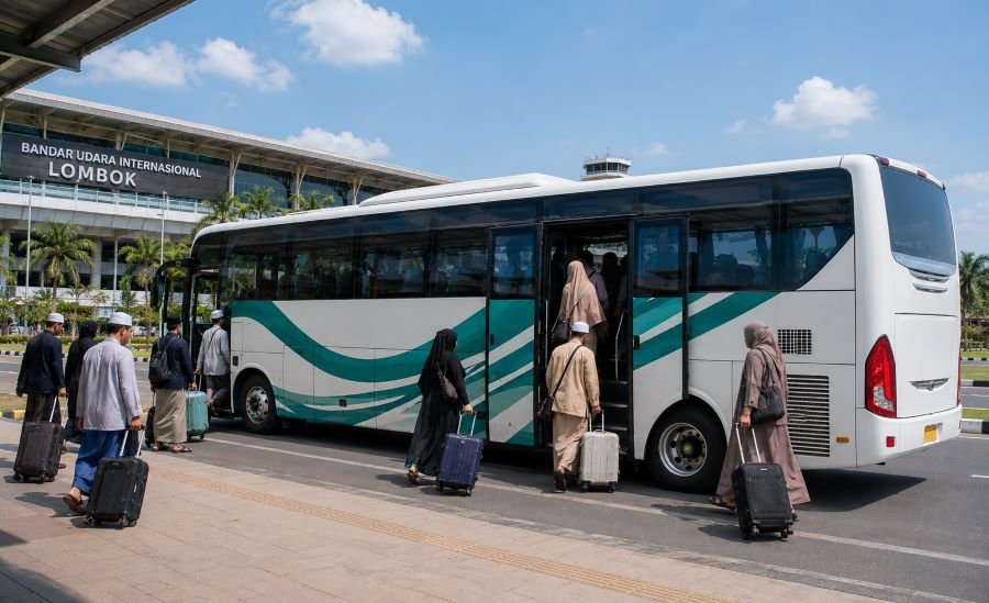 shuttle bus umrah Bandara Lombok