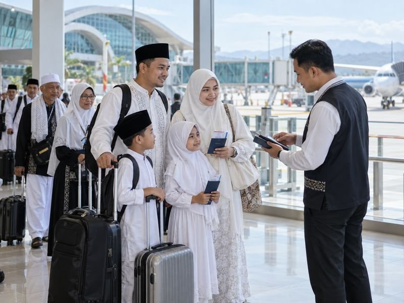 persiapan keberangkatan jamaah dari Bandara Internasional Lombok