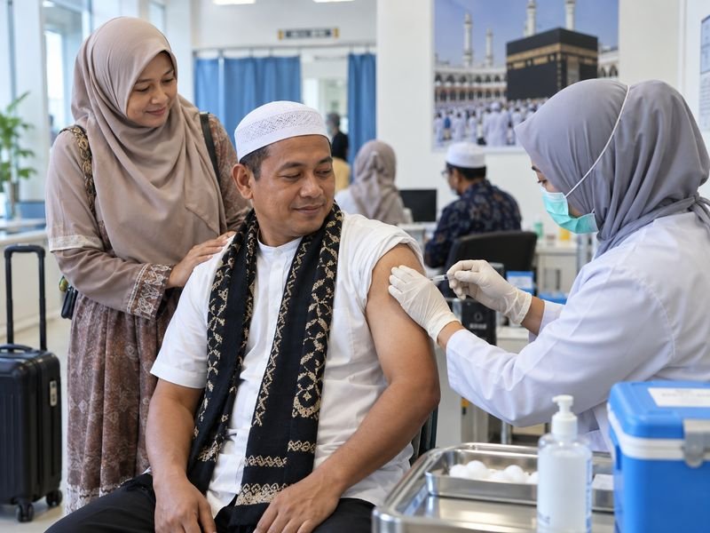 proses vaksinasi meningitis untuk perjalanan umrah dari Lombok