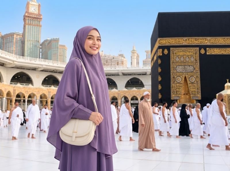 Gamis umrah wanita berbahan ringan dan adem untuk perjalanan ibadah