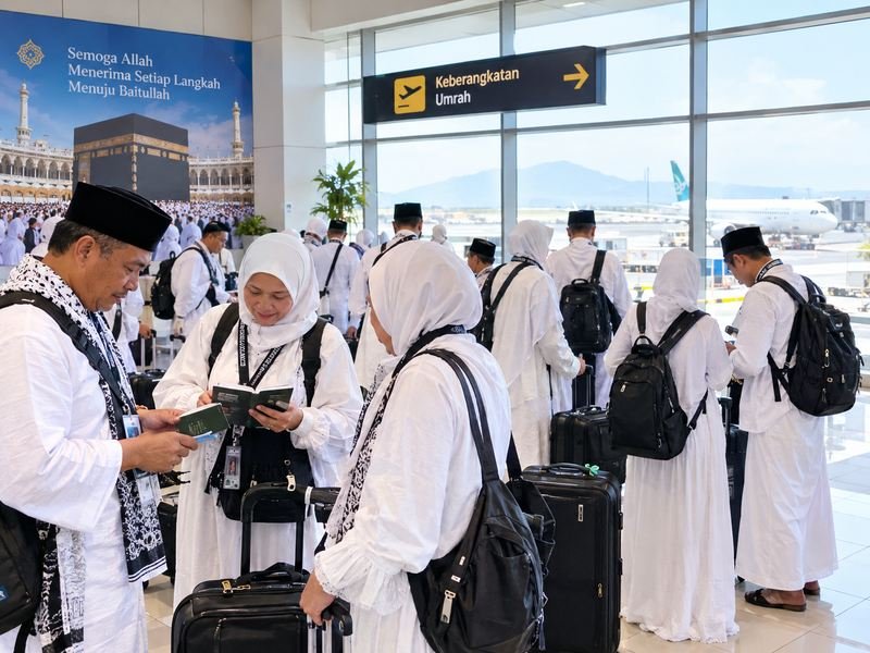 Jamaah umrah dari Lombok bersiap menjalani perjalanan ibadah