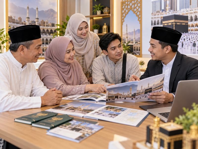 Keluarga dari Lombok berkonsultasi sebelum memilih paket umrah