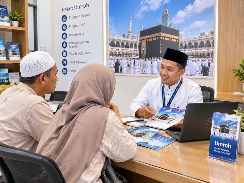 calon jamaah umroh konsultasi dengann travel umroh