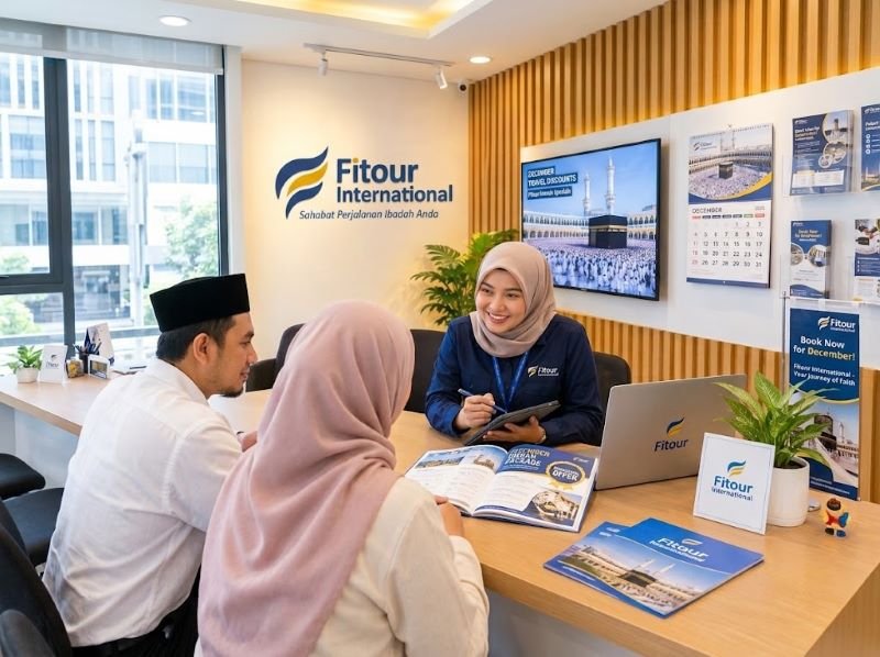 jamaah konsultasi paket umrah Desember dengan travel Fitour International
