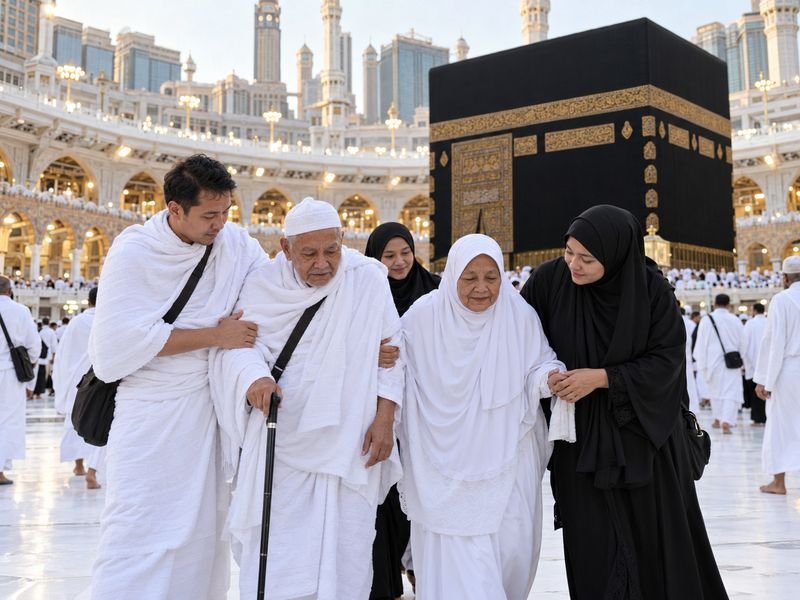 pendampingan orang tua lansia selama perjalanan umrah